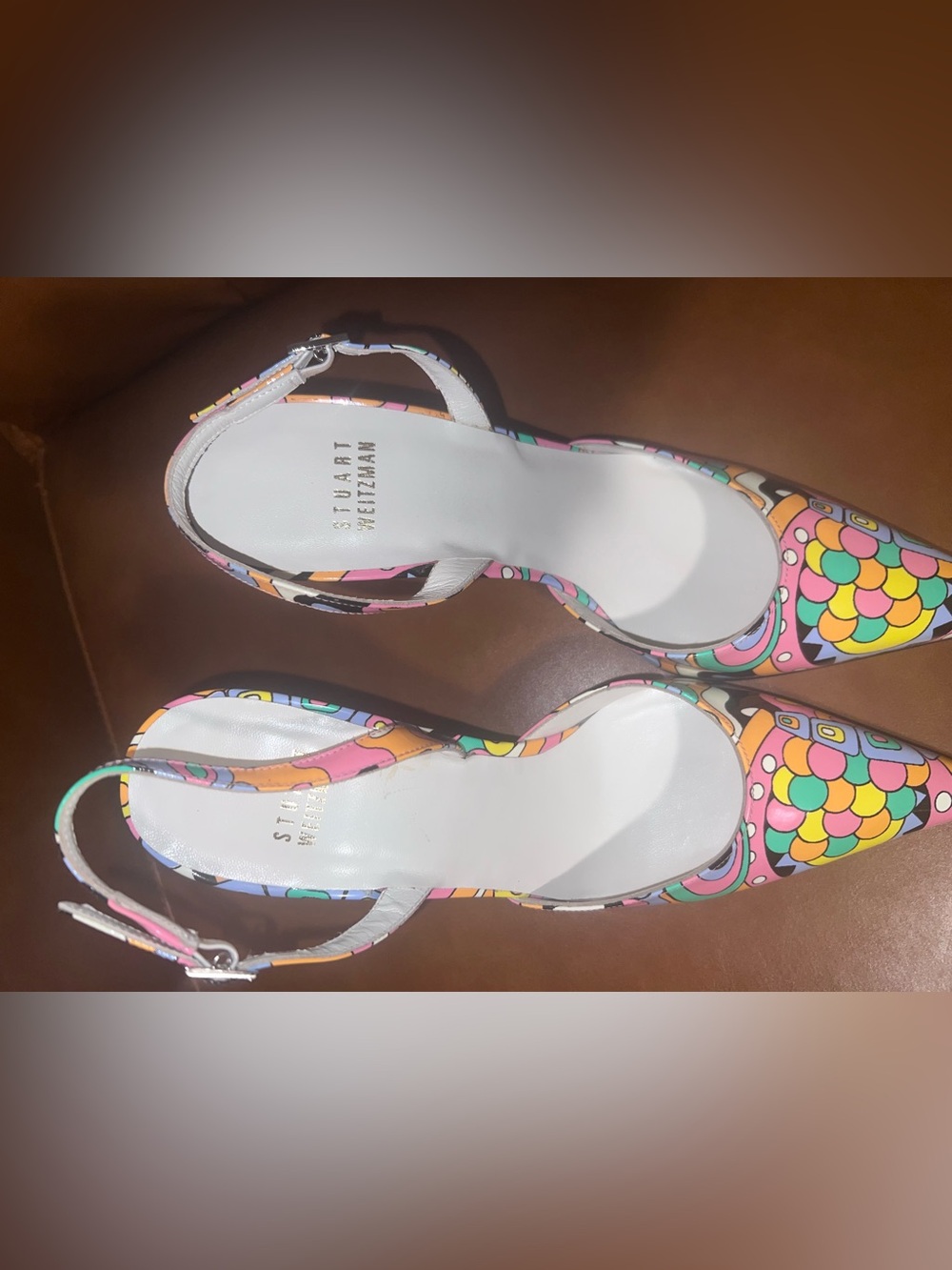 Stuart Weitzman Patent Leather Printed Slingback size 6.5M - Picture 7 of 11